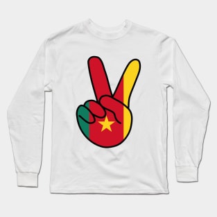 Cameroon Flag V Sign Long Sleeve T-Shirt